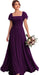 Bridelily Women's Flutter Sleeves Bridesmaid Dresses Square Neck Chiffon Maxi Dres - Plum