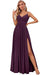 Spaghetti Strap V-Neck Chiffon Bridesmaid Dress with Slit