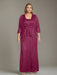Plus Size 2-Piece Mother of the Bride Dress Set with Square Neck and Floor-Length Sheath