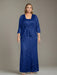 Plus Size 2-Piece Mother of the Bride Dress Set with Square Neck and Floor-Length Sheath