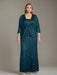 Plus Size 2-Piece Mother of the Bride Dress Set with Square Neck and Floor-Length Sheath