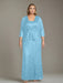 Plus Size 2-Piece Mother of the Bride Dress Set with Square Neck and Floor-Length Sheath