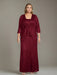 Plus Size 2-Piece Mother of the Bride Dress Set with Square Neck and Floor-Length Sheath