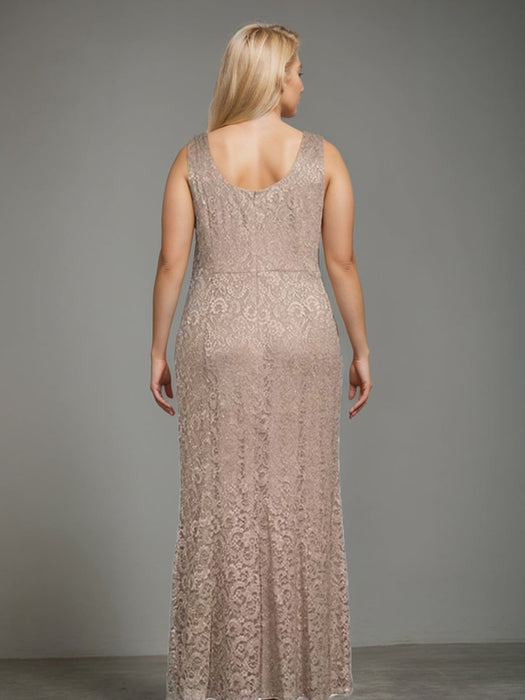 Plus Size 2-Piece Mother of the Bride Dress Set with Square Neck and Floor-Length Sheath