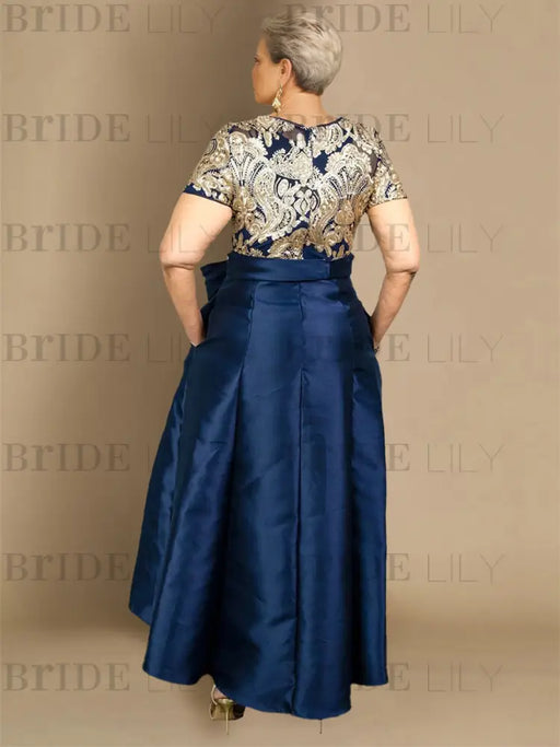 Plus Size Asymmetrical A-Line Princess Dress with Short Sleeves
