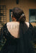 Plus Size Black Wedding Dress Aline V-Neck Tulle Short Sleeves Ball Gown