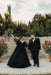 Plus Size Black Wedding Dress Aline V-Neck Tulle Short Sleeves Ball Gown