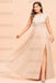 Plus Size Bridesmaid Dress Lace with Split Cap Sleeves Chiffon Wedding Guest Dress