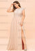 Plus Size Bridesmaid Dress Lace with Split Cap Sleeves Chiffon Wedding Guest Dress