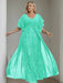 Plus Size Floor-Length Mother of the Bride A-Line Dress with V-Neck and Half Sleeves
