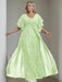 Plus Size Floor-Length Mother of the Bride A-Line Dress with V-Neck and Half Sleeves