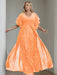 Plus Size Floor-Length Mother of the Bride A-Line Dress with V-Neck and Half Sleeves