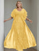 Plus Size Floor-Length Mother of the Bride A-Line Dress with V-Neck and Half Sleeves