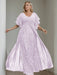 Plus Size Floor-Length Mother of the Bride A-Line Dress with V-Neck and Half Sleeves