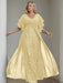 Plus Size Floor-Length Mother of the Bride A-Line Dress with V-Neck and Half Sleeves