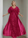 Plus Size Floor-Length Mother of the Bride A-Line Dress with V-Neck and Half Sleeves