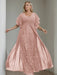 Plus Size Floor-Length Mother of the Bride A-Line Dress with V-Neck and Half Sleeves