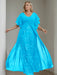 Plus Size Floor-Length Mother of the Bride A-Line Dress with V-Neck and Half Sleeves