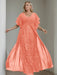 Plus Size Floor-Length Mother of the Bride A-Line Dress with V-Neck and Half Sleeves