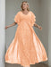 Plus Size Floor-Length Mother of the Bride A-Line Dress with V-Neck and Half Sleeves