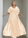Plus Size Floor-Length Mother of the Bride A-Line Dress with V-Neck and Half Sleeves