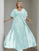 Plus Size Floor-Length Mother of the Bride A-Line Dress with V-Neck and Half Sleeves
