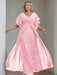 Plus Size Floor-Length Mother of the Bride A-Line Dress with V-Neck and Half Sleeves