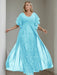 Plus Size Floor-Length Mother of the Bride A-Line Dress with V-Neck and Half Sleeves