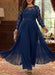 Plus size navy chiffon jumpsuit with a lace bodice and overskirt panels