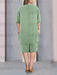 Plus size back view of the sage green chiffon overlay dress