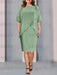 Plus size sage green chiffon overlay knee length dress
