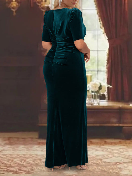 Plus Size Mother of the Bride A-Line Princess Dress with  Half Sleeves