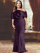 Dusk plus size draped satin mother of the bride gown with blouson top