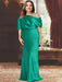Jade plus size draped satin mother of the bride gown with blouson top