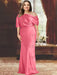 Mulberry plus size draped satin mother of the bride gown with blouson top