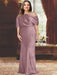 Wisteria plus size draped satin mother of the bride gown with blouson top
