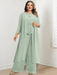 Plus Size Floor-Length Chiffon Pantsuit for the Mother of the Bride with Round Neck and Applique Jacket
