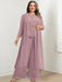 Plus Size Floor-Length Chiffon Pantsuit for the Mother of the Bride with Round Neck and Applique Jacket