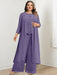 Plus Size Floor-Length Chiffon Pantsuit for the Mother of the Bride with Round Neck and Applique Jacket