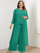 Plus Size Floor-Length Chiffon Pantsuit for the Mother of the Bride with Round Neck and Applique Jacket