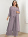 Plus Size Floor-Length Chiffon Pantsuit for the Mother of the Bride with Round Neck and Applique Jacket