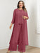Plus Size Floor-Length Chiffon Pantsuit for the Mother of the Bride with Round Neck and Applique Jacket
