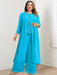 Plus Size Floor-Length Chiffon Pantsuit for the Mother of the Bride with Round Neck and Applique Jacket