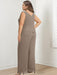 Plus Size Floor-Length Chiffon Pantsuit for the Mother of the Bride with Round Neck and Applique Jacket