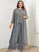 Plus Size Floor-Length Chiffon Pantsuit for the Mother of the Bride with Round Neck and Applique Jacket