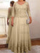 Champagne plus size mother of the bride lace and tulle gown with sleeves