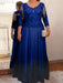 Dark Royal Blue plus size mother of the bride lace and tulle gown with sleeves