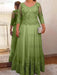 Dusty Sage plus size mother of the bride lace and tulle gown with sleeves