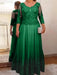 Emerald plus size mother of the bride lace and tulle gown with sleeves