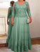 Eucalyptus plus size mother of the bride lace and tulle gown with sleeves